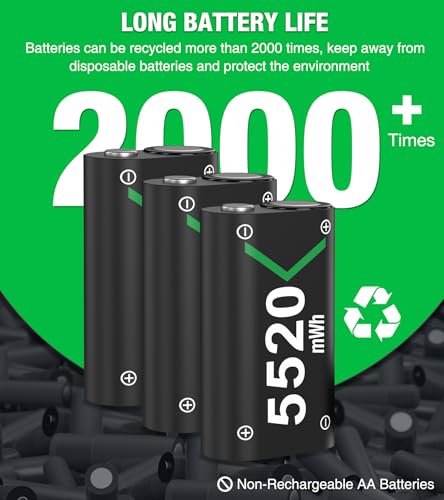 3x2550mAh Battery Pack Compatible for Xbox One/Xbox Series X/S Controller. Rechargeable Battery Packs for Xbox One S/X/One Elite Charger Battery Kit