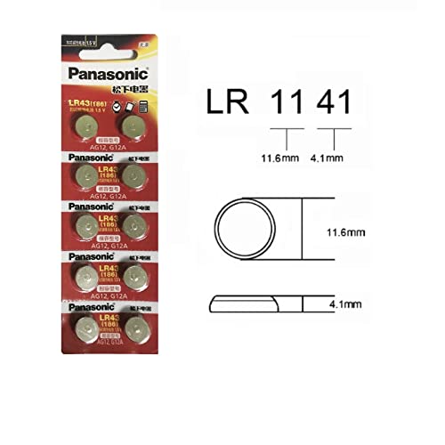 Panasonic LR43 AG12 SR43SW 386 Alkaline Button Battery (10 Pieces)