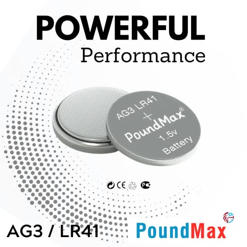 10x AG3 (LR41. LR736. 192) 1.5V - PoundMax Alkaline Button Cell Batteries | 1x 10-Pack