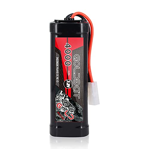 GOLDBAT 4000mAh 7.2V NiMH RC Battery with Tamiya Connector for for RC Evader BX Car Truck Truggy Buggy Tank Car Racing (4000-7.2V-Tamiya-2ack)