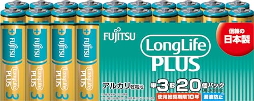 FDK Alkaline Batteries. Long Life Plus. AA. Pack of 20. Recommended Period: 10 Years. Leak Proof Construction. Bulk Pack. LR6LP (20S) AZ