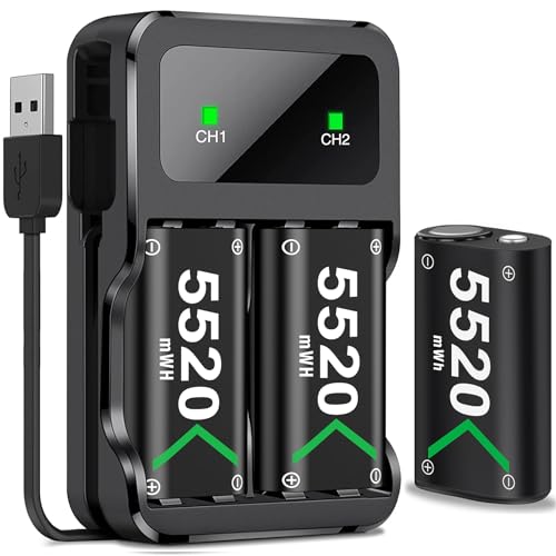 3x2550mAh Battery Pack Compatible for Xbox One/Xbox Series X/S Controller. Rechargeable Battery Packs for Xbox One S/X/One Elite Charger Battery Kit