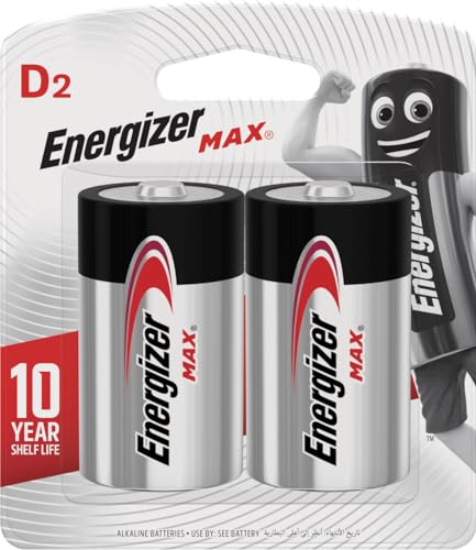 Energizer Max Alkaline E95BP-2 D (Packaging may vary). 2ct