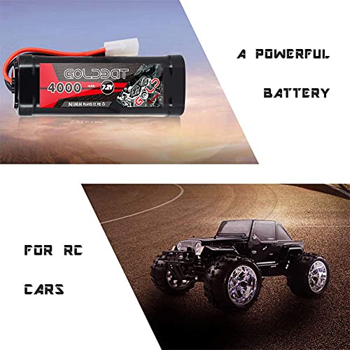 GOLDBAT 4000mAh 7.2V NiMH RC Battery with Tamiya Connector for for RC Evader BX Car Truck Truggy Buggy Tank Car Racing (4000-7.2V-Tamiya-2ack)