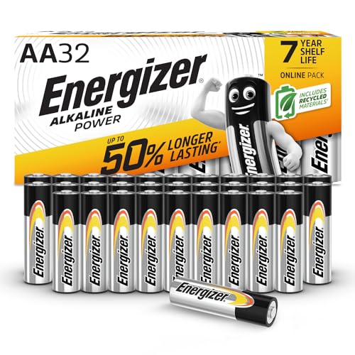 Energizer AA Batteries. Alkaline Power. 32 Pack. Double A Battery Pack - Amazon Exclusive (Packaging may vary)