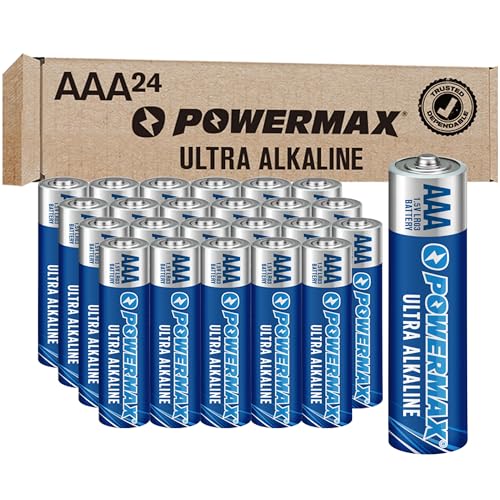 Powermax 24-Count AAA Batteries. Ultra Long Lasting Alkaline Battery. 10-Year Shelf Life. Recloseable Packaging