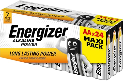 Energizer Battery Alkaline Power AA (Mignon/LR6 Storage Box of 24). E300456401. Silver/Black. Pack of 24